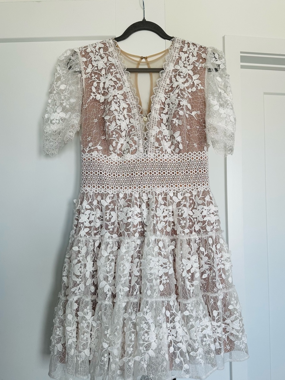 Bronx and Banco Megan Mini Dress White Lace Size XL